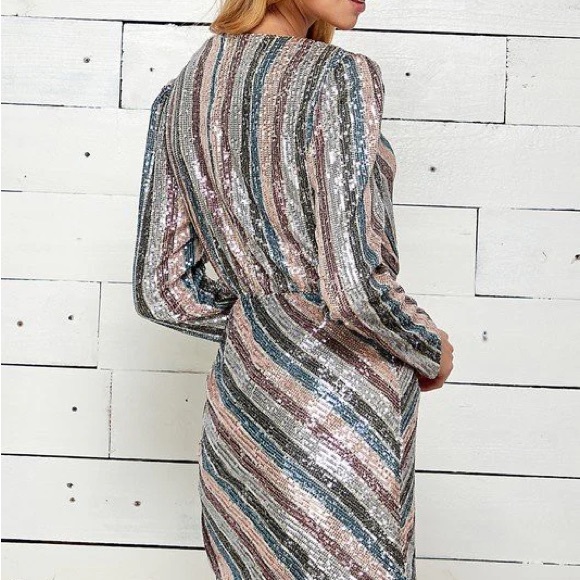 Sequin Wrap Dress Sweet Lemon L NWT - Picture 2 of 7